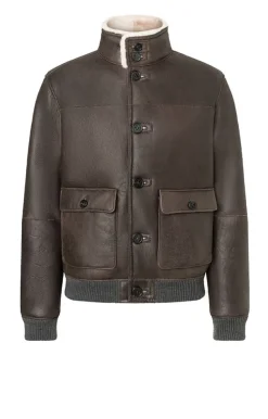 Lambskin Jackets<WERNER CHRIST Volker: Modern College Blouson Chocolate