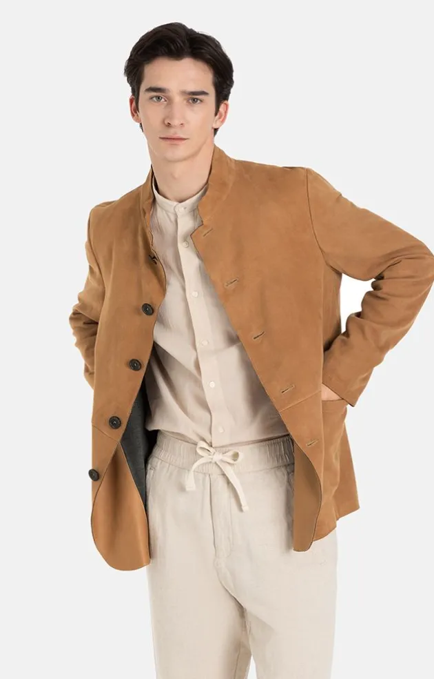 Leather Jackets<WERNER CHRIST Winfried: Leather Blazer With Buttons Natur