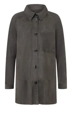 Leather Jackets<WERNER CHRIST Zanella: Light Overshirt With Details Asphalt
