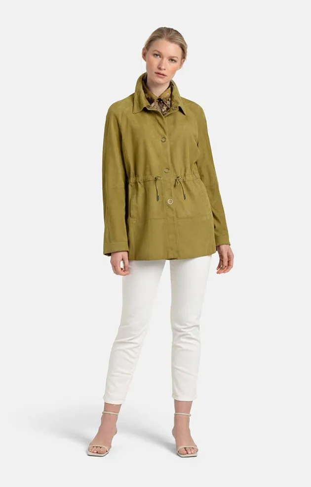 Leather Jackets<WERNER CHRIST Zora: Unlined Shirt With Drawstring Matcha