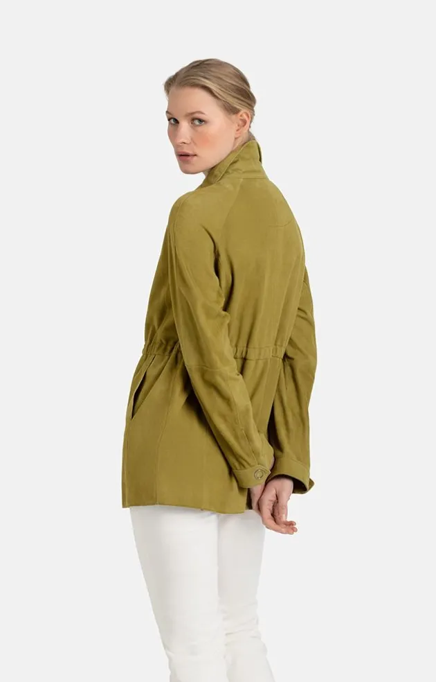 Leather Jackets<WERNER CHRIST Zora: Unlined Shirt With Drawstring Matcha