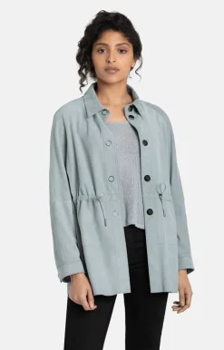 Leather Jackets<WERNER CHRIST Zora: Unlined Shirt With Drawstring Salvia